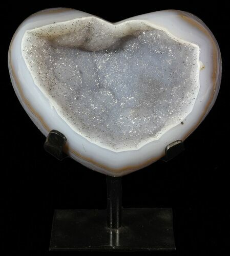Polished, Agate Heart Filled with Druzy Quartz - Uruguay #62833